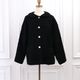 Round Collar Boucl��� Jacket(BLACK)