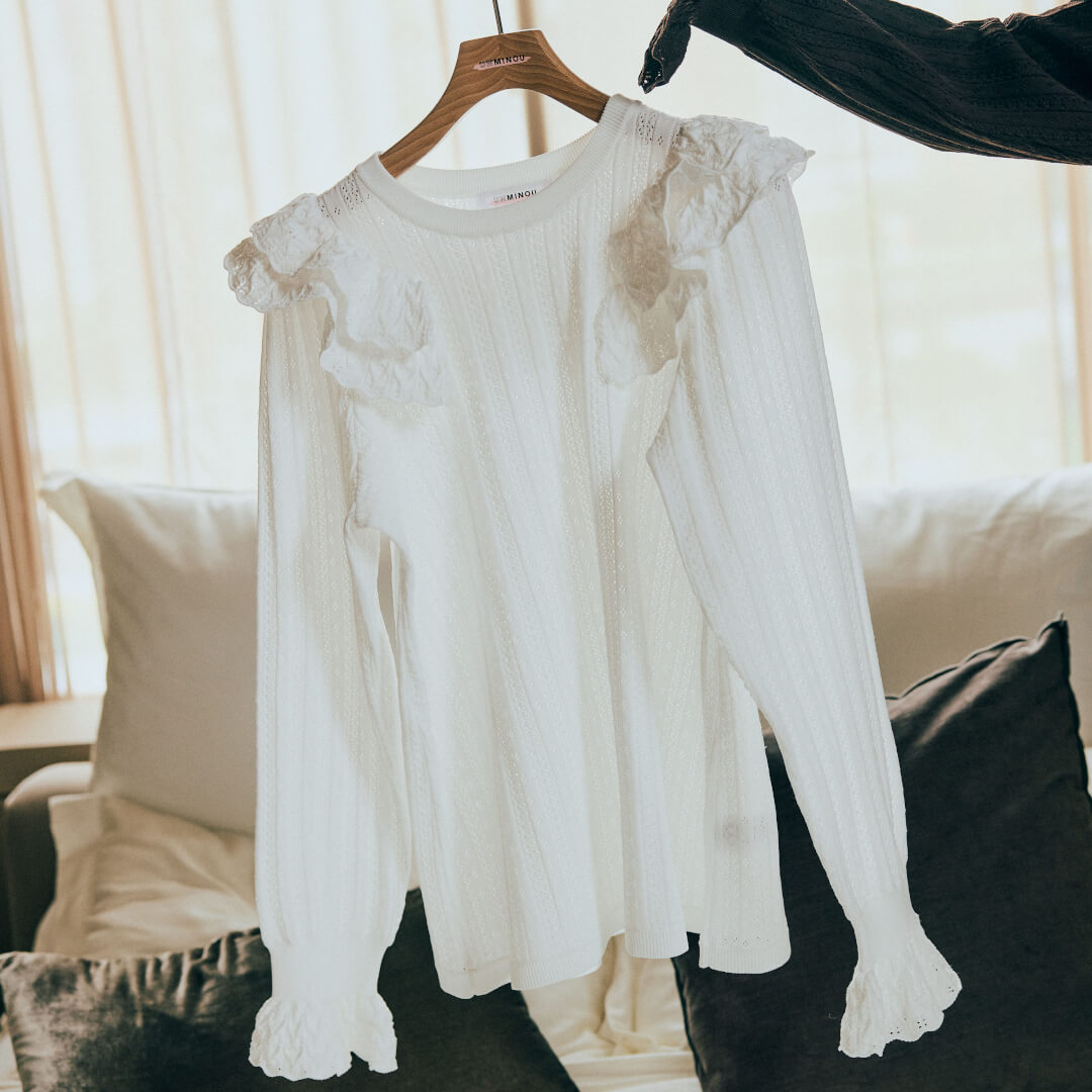 Double Frill Knit(WHITE)