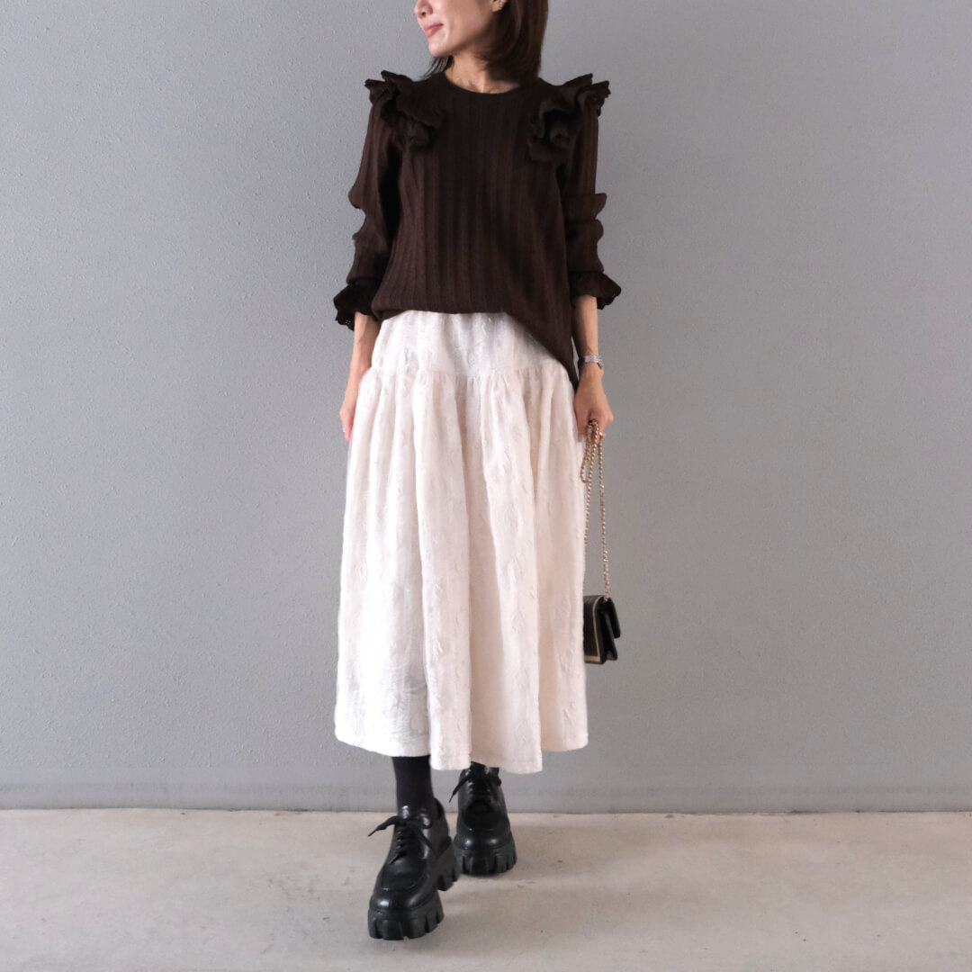 Double Frill Knit(BROWN)