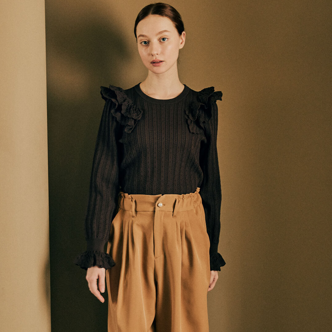 Double Frill Knit(BROWN)