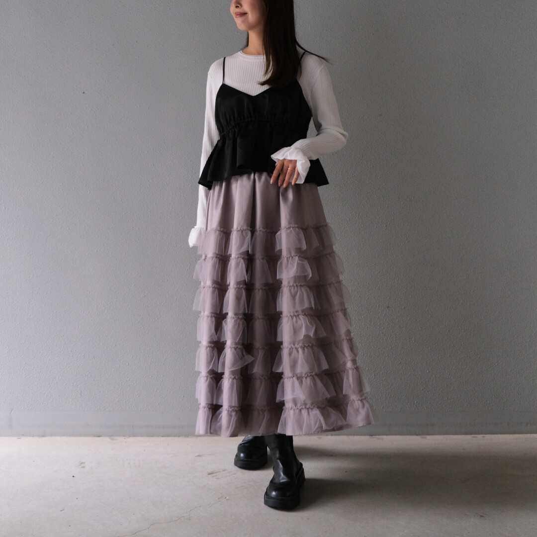 ティアードフルスカート(GRAY) | BOTTOMS | UN MINOU