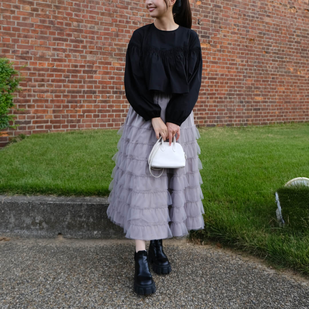 ティアードフルスカート(GRAY) | BOTTOMS | UN MINOU