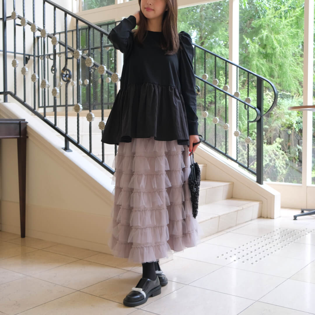 ティアードフルスカート(GRAY) | BOTTOMS | UN MINOU