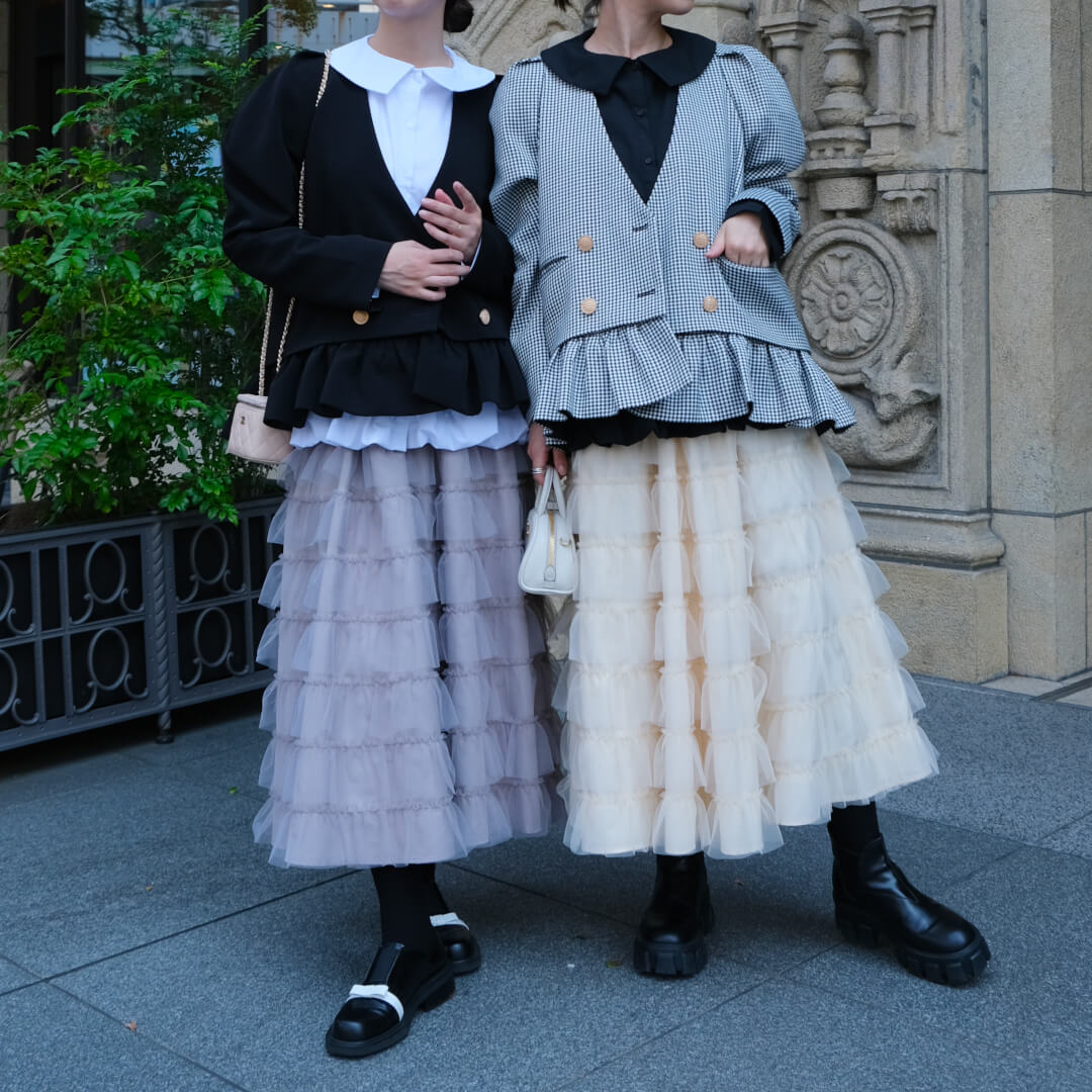 ティアードフルスカート(GRAY) | BOTTOMS | UN MINOU