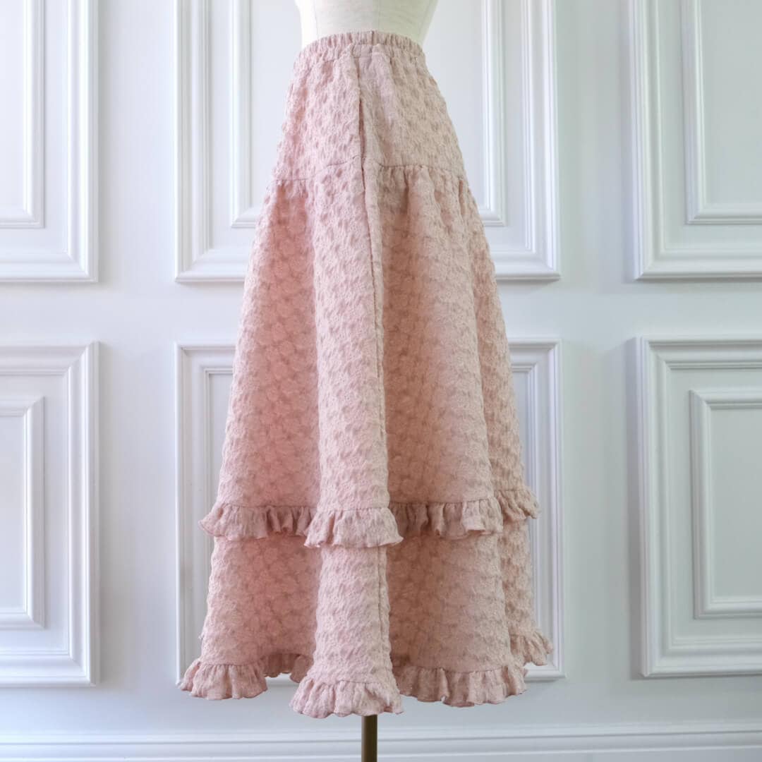 アンミヌ UNMINOU ふくれジャガードスカート ピンク