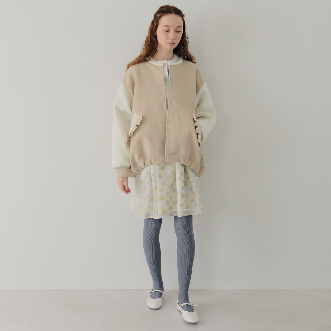 Sheer Flower Jumper Dress(CREAM)