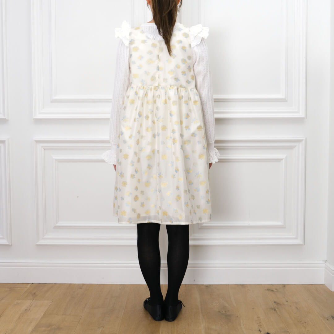 Sheer Flower Jumper Dress(CREAM)