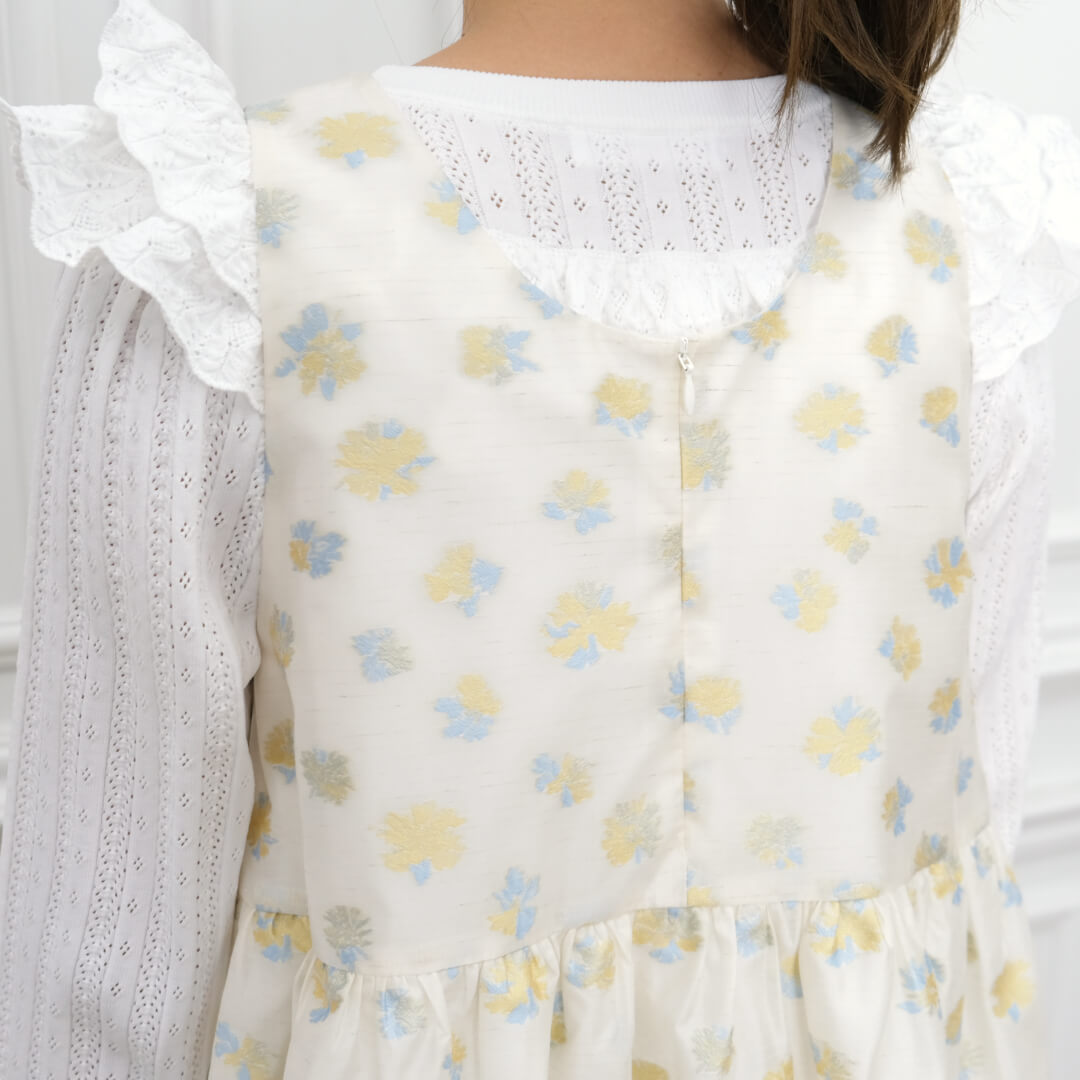 Sheer Flower Jumper Dress(CREAM)