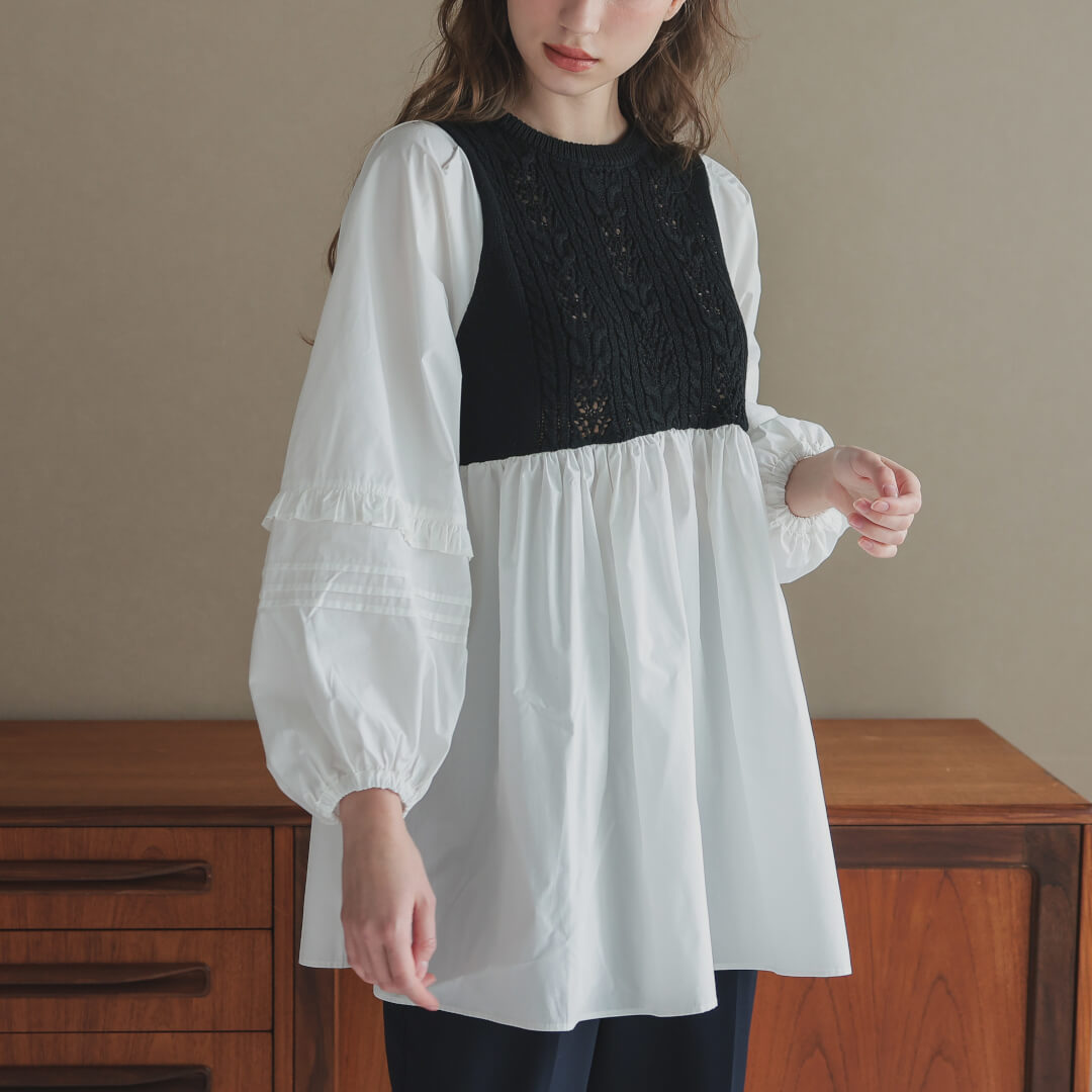 9/4まで限定価格❗️UNMINOU♡ふくれドットフレアブラウス
