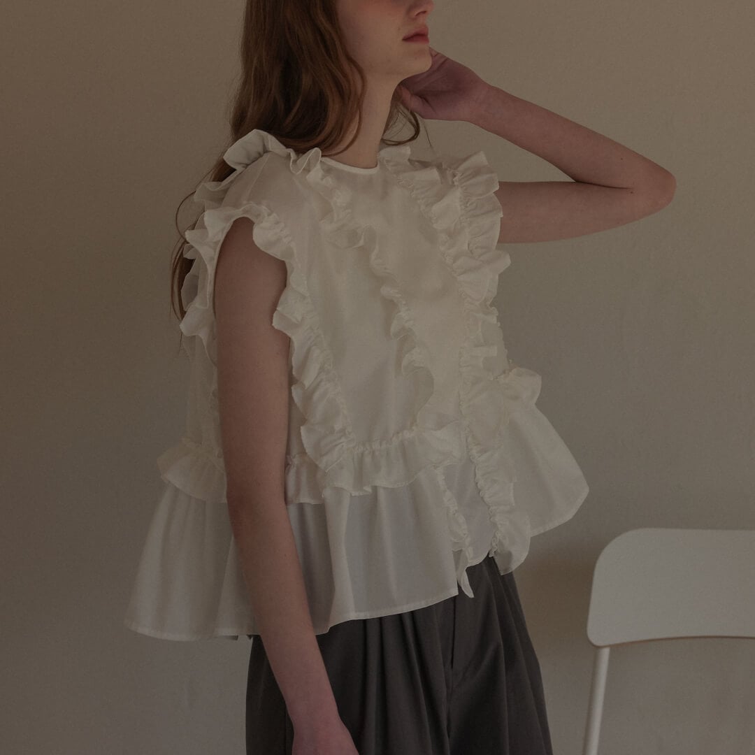 アンミヌ フレンチフリルブラウス フレンチフリルブラウス(WHITE) | すべての商品 | UN MINOU