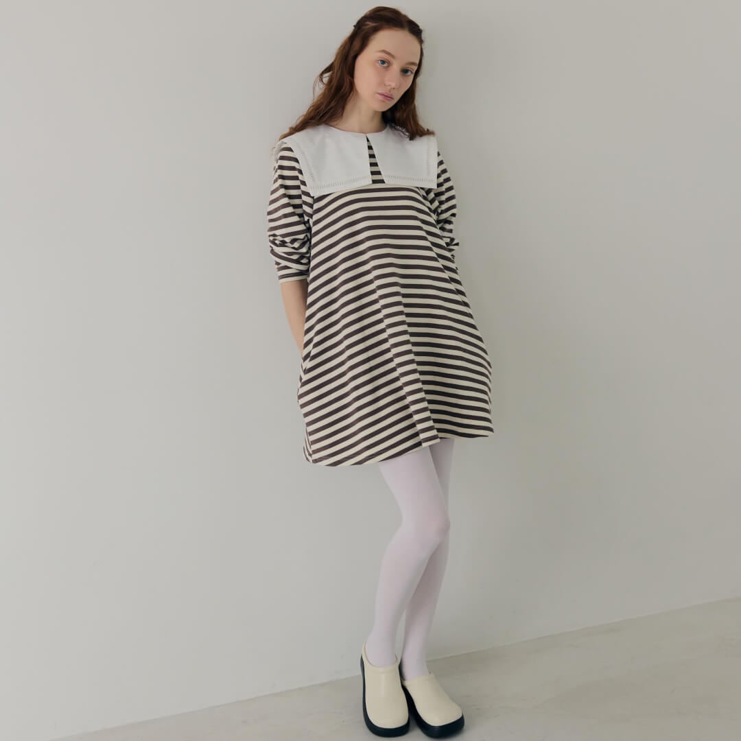 Sailor Collar Dress(WHITE��BEIGE)