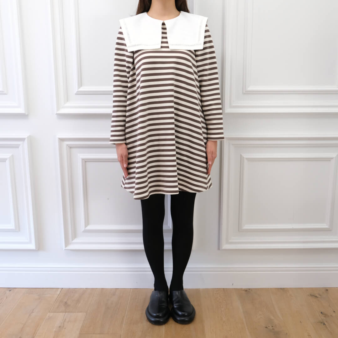 Sailor Collar Dress(WHITE��BEIGE)