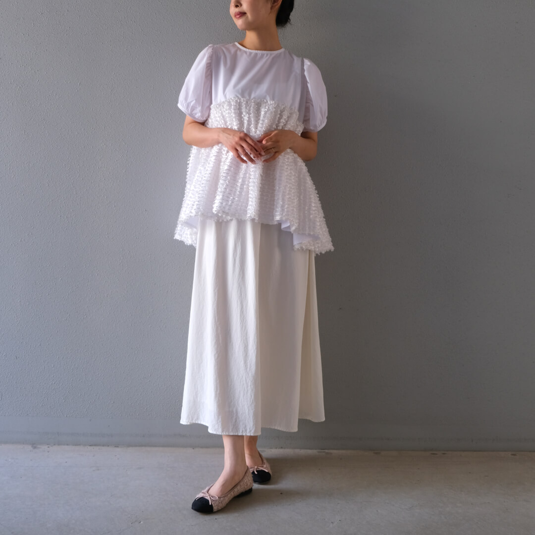 リボンチュールブラウス(WHITE) | すべての商品 | UN MINOU