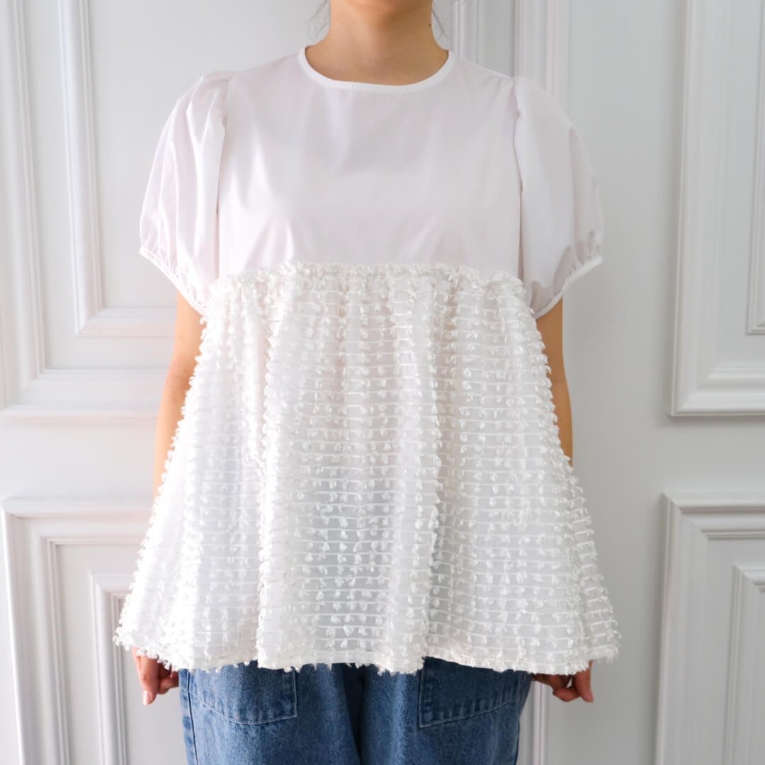 リボンチュールブラウス(WHITE) | すべての商品 | UN MINOU