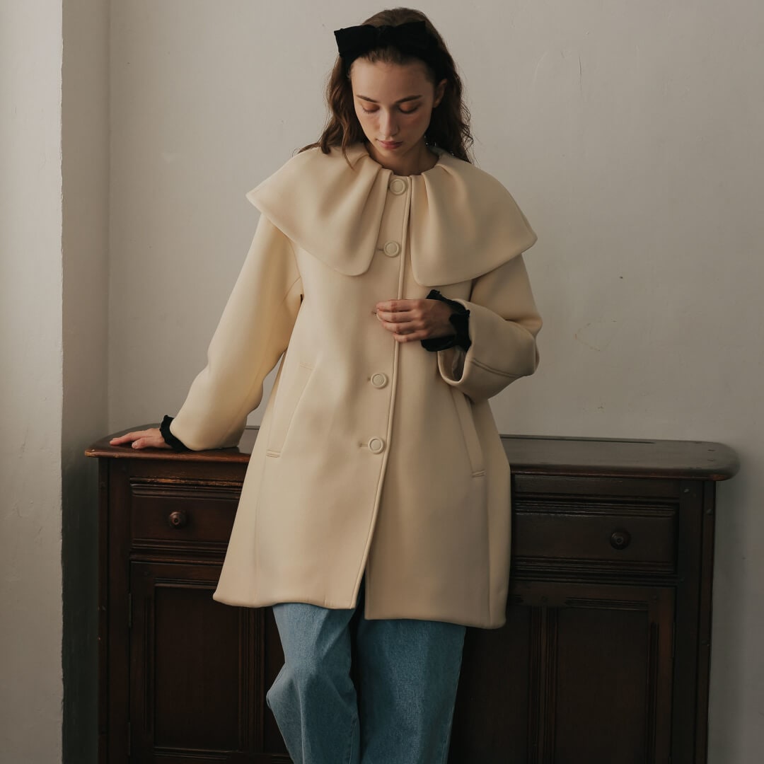 morphose ラインタックＪＳＫ・フード付２重ケープ　クリーム メタモルフォーゼ ラインタックJSK＆フード付二重ケープ プラスサイズ