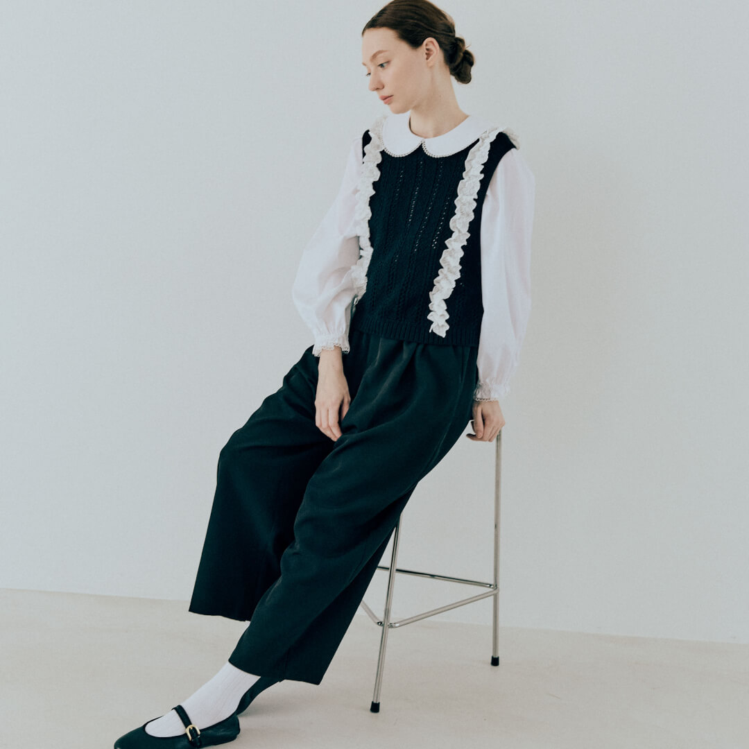 Picot Collar Docking Tops(WHITE)