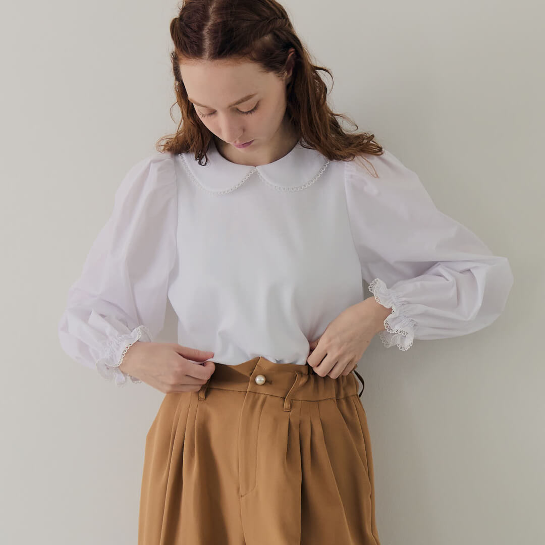 Picot Collar Docking Tops(WHITE)