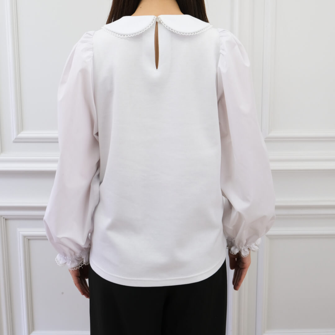 Picot Collar Docking Tops(WHITE)