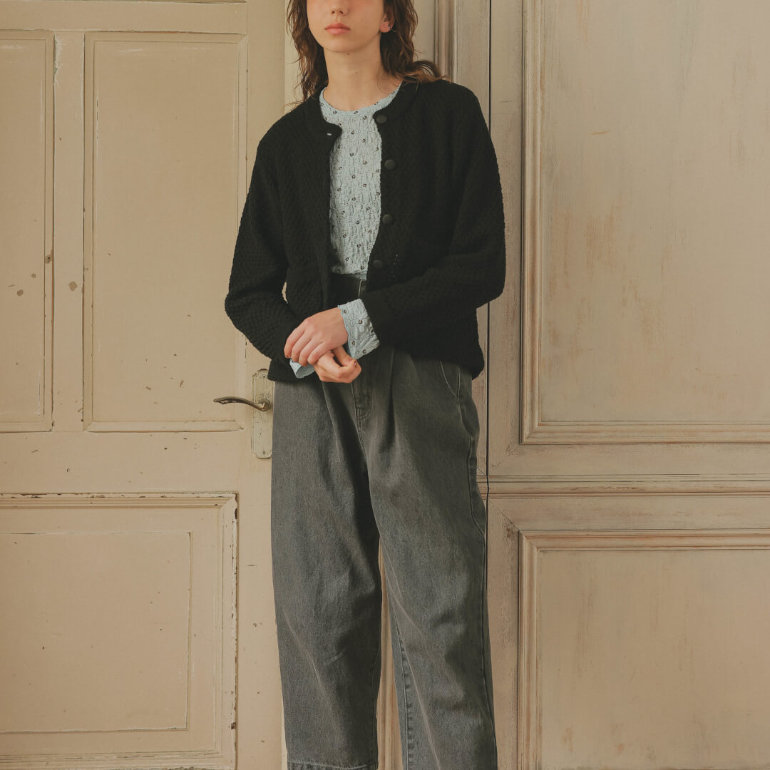 Unminou アンミヌ　ヘムラウンドカーディガン(BLACK) ラウンドフリルニットカーディガン(BLACK) | すべての商品 | UN