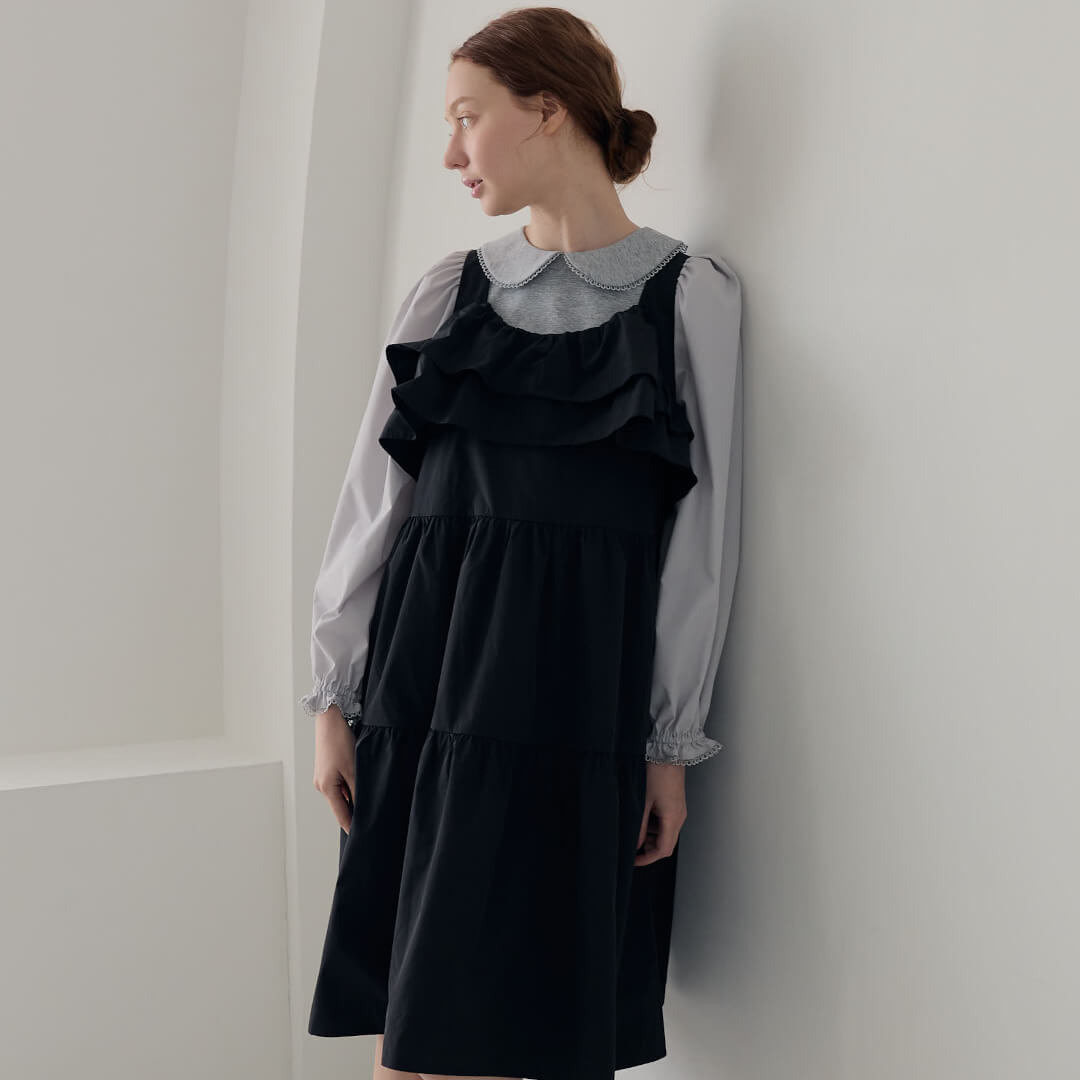 Picot Collar Docking Tops(GRAY)