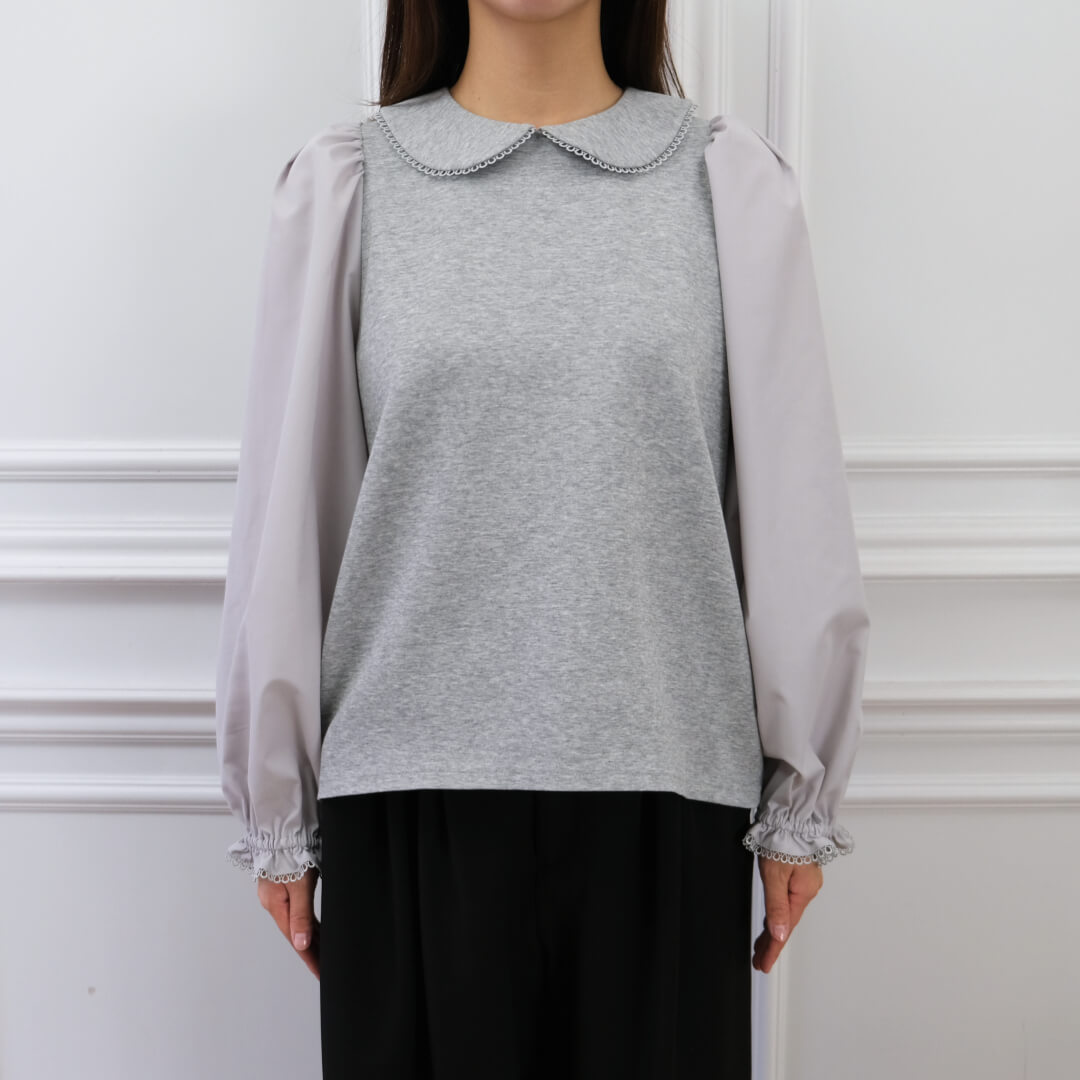 Picot Collar Docking Tops(GRAY)