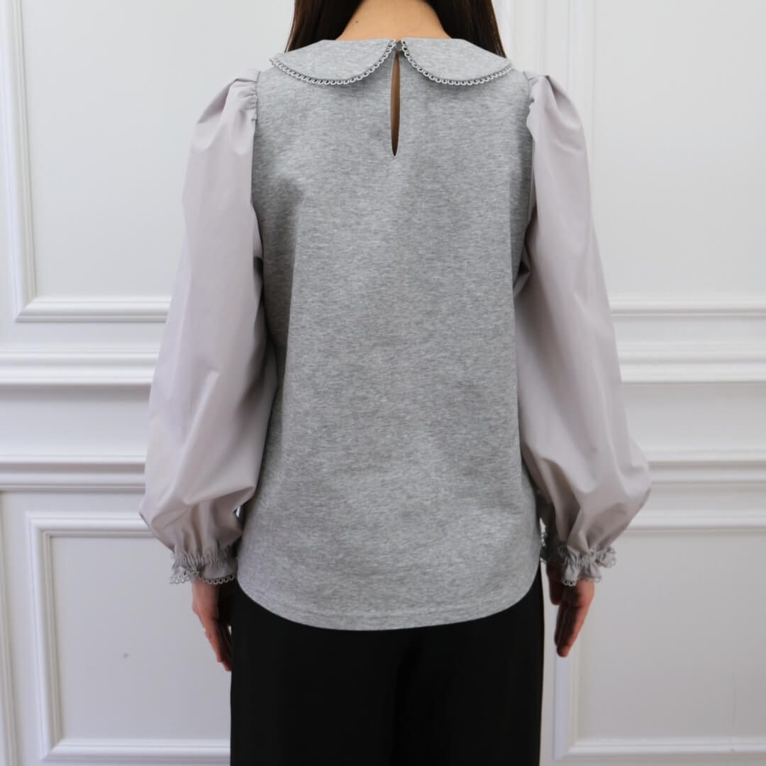Picot Collar Docking Tops(GRAY)