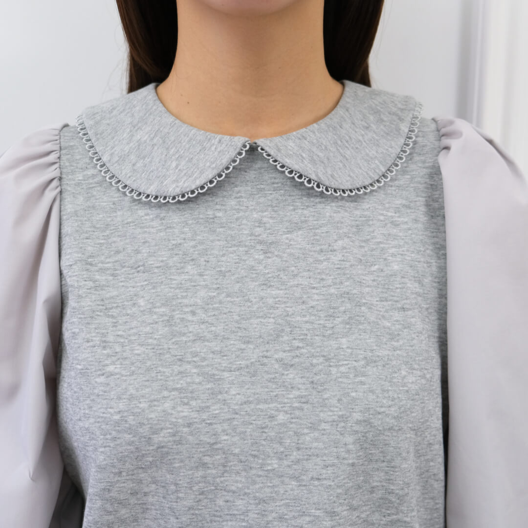 Picot Collar Docking Tops(GRAY)