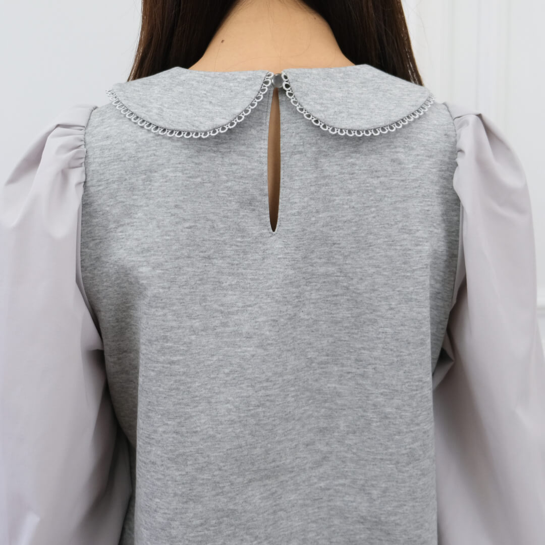 Picot Collar Docking Tops(GRAY)