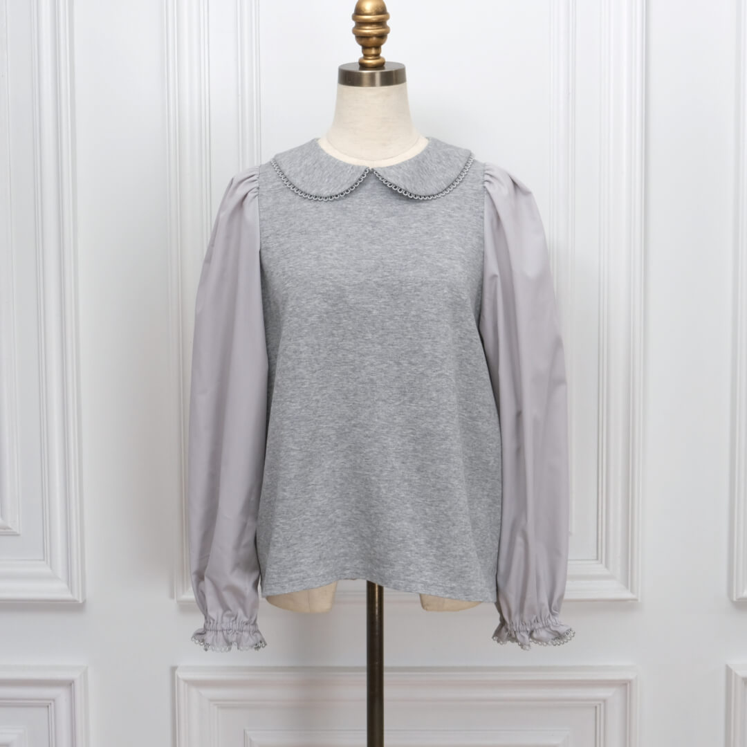 Picot Collar Docking Tops(GRAY)