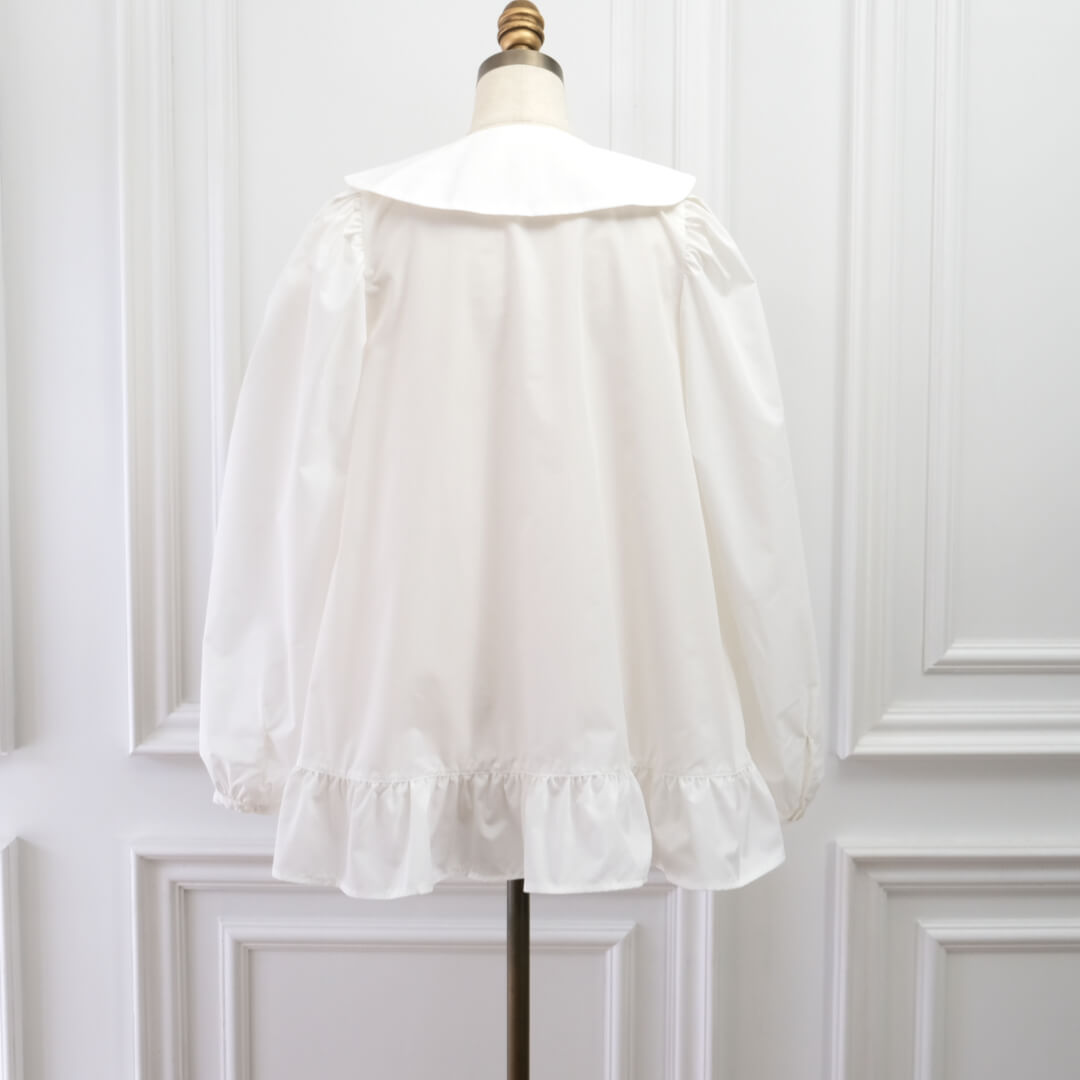 Organza Flower Blouse(WHITE)