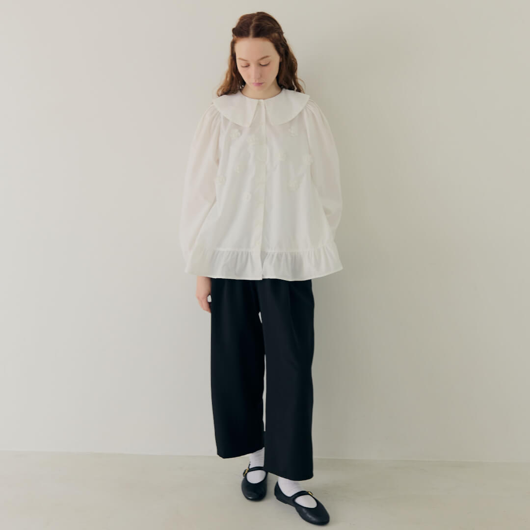 Organza Flower Blouse(WHITE)