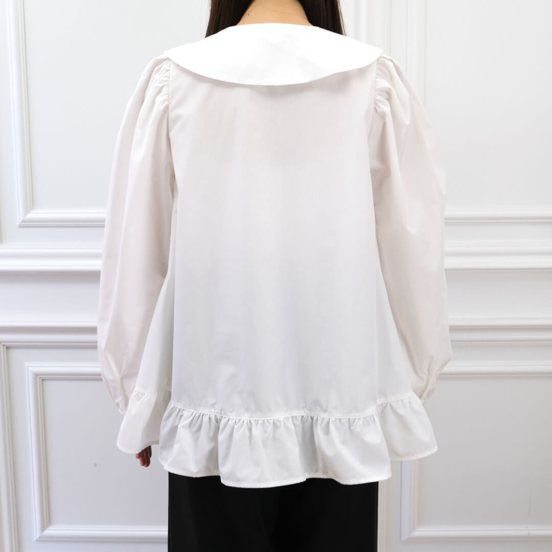 Organza Flower Blouse(WHITE)