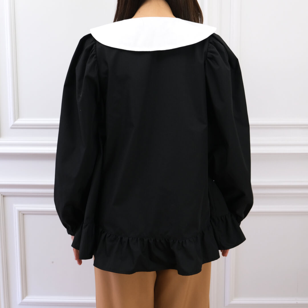 Organza Flower Blouse(BLACK)