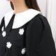 Organza Flower Blouse(BLACK)