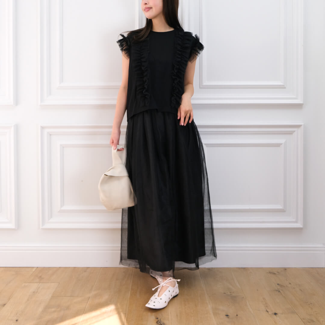 プリュムチュールパンツ(BLACK) | BOTTOMS | UN MINOU