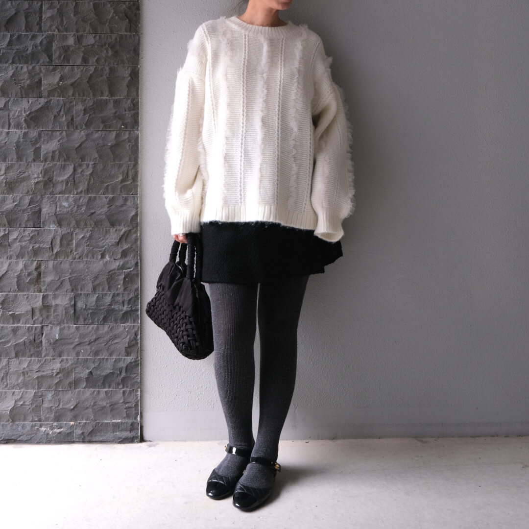 UNMINOU チュールフリルニット アイボリー 長袖