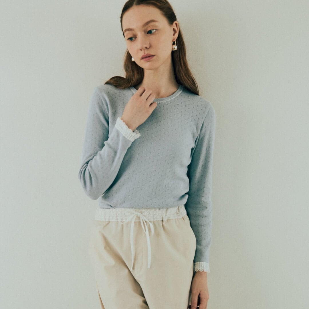 Eyelet Lace Tee(BLUE)