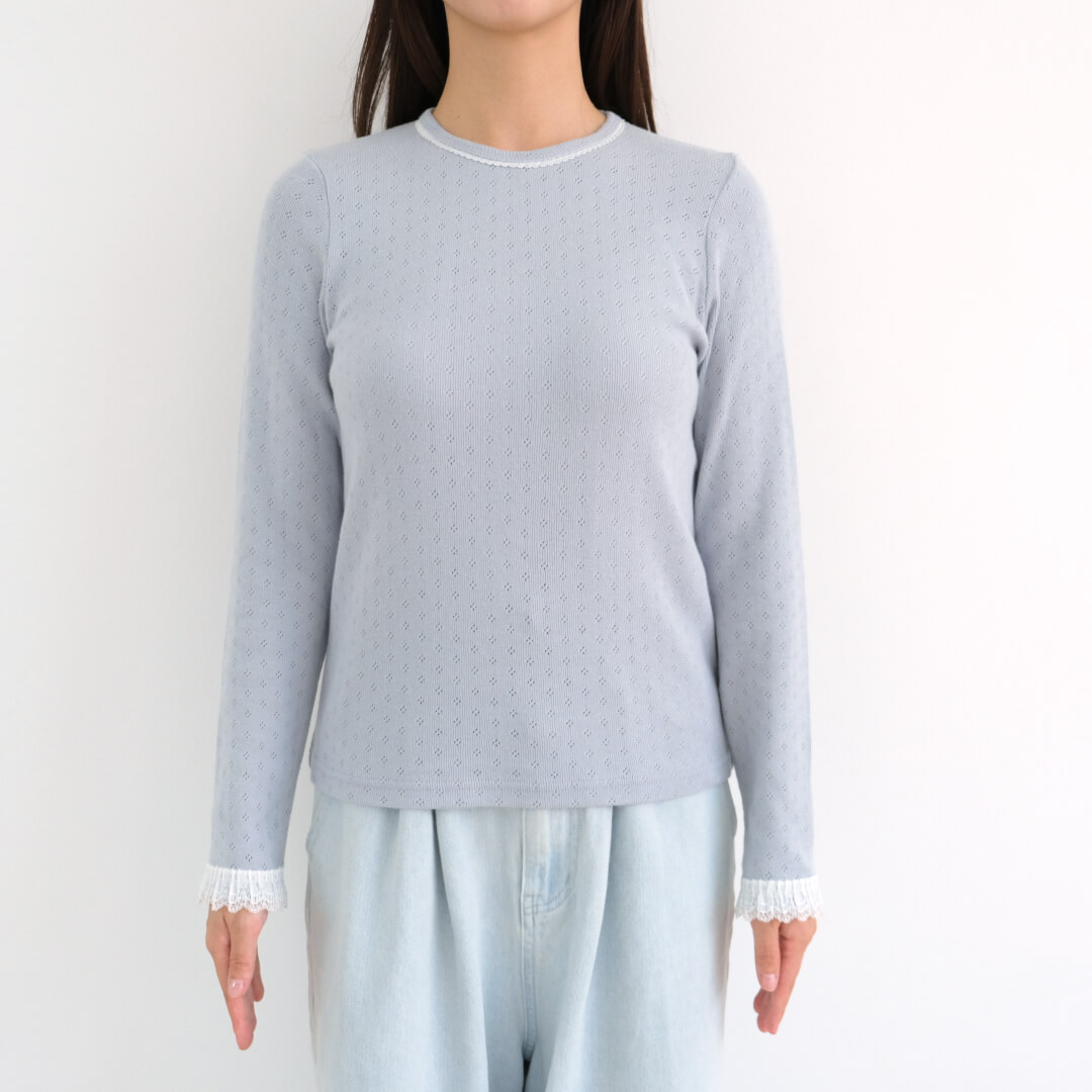 Eyelet Lace Tee(BLUE)