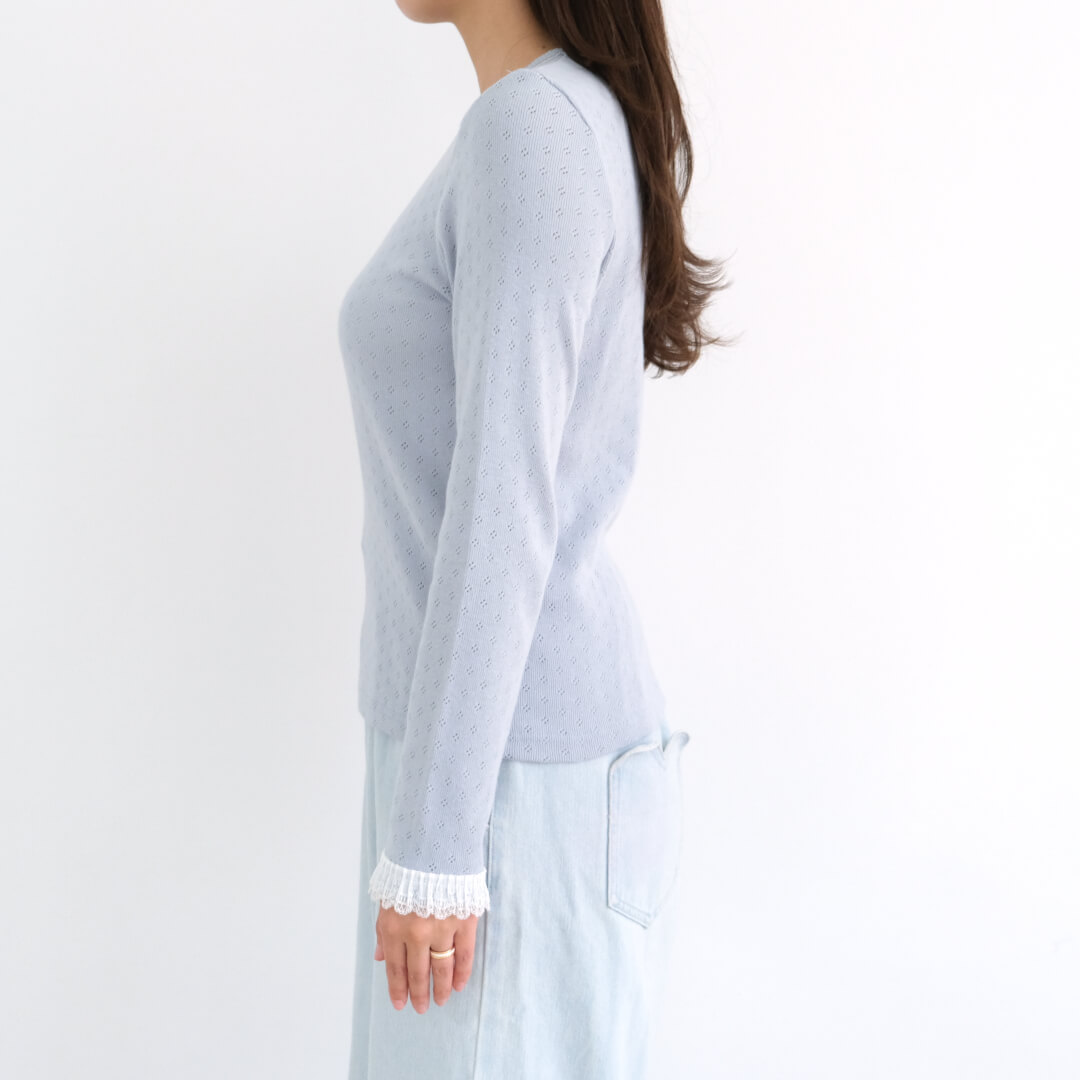 Eyelet Lace Tee(BLUE)