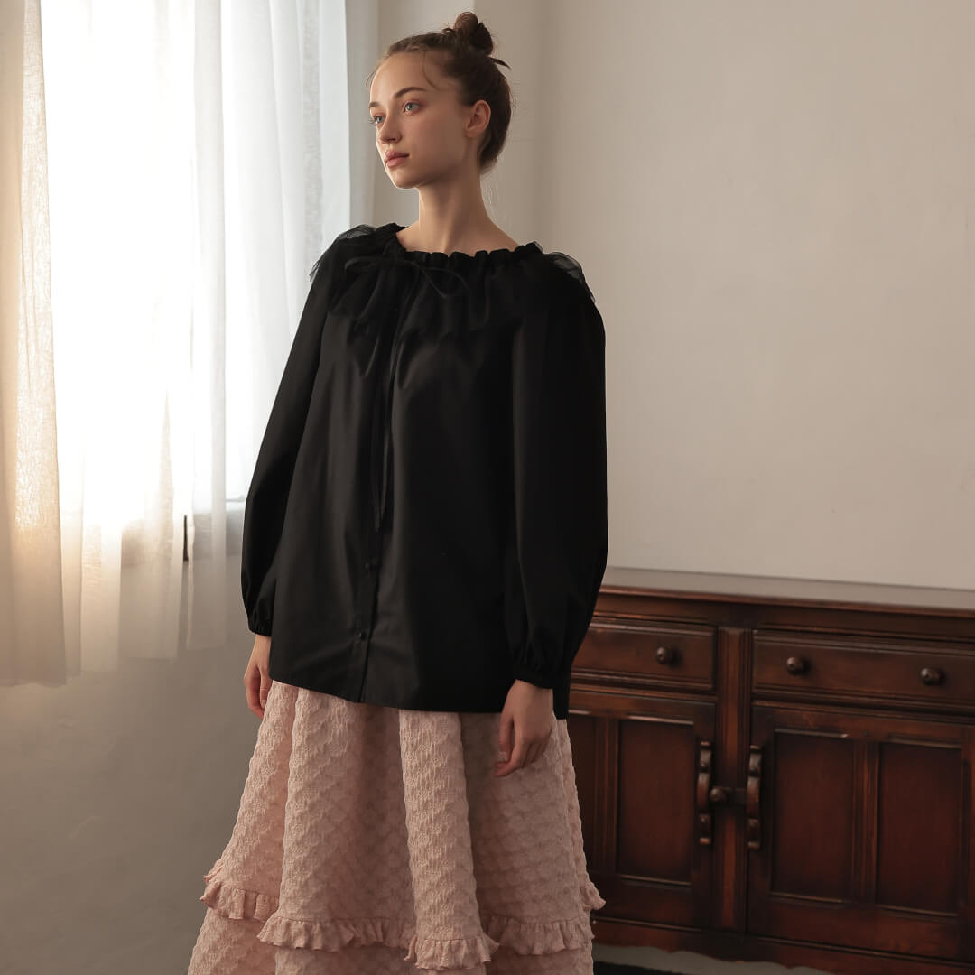 チュールカラーブラウス(BLACK) | すべての商品 | UN MINOU