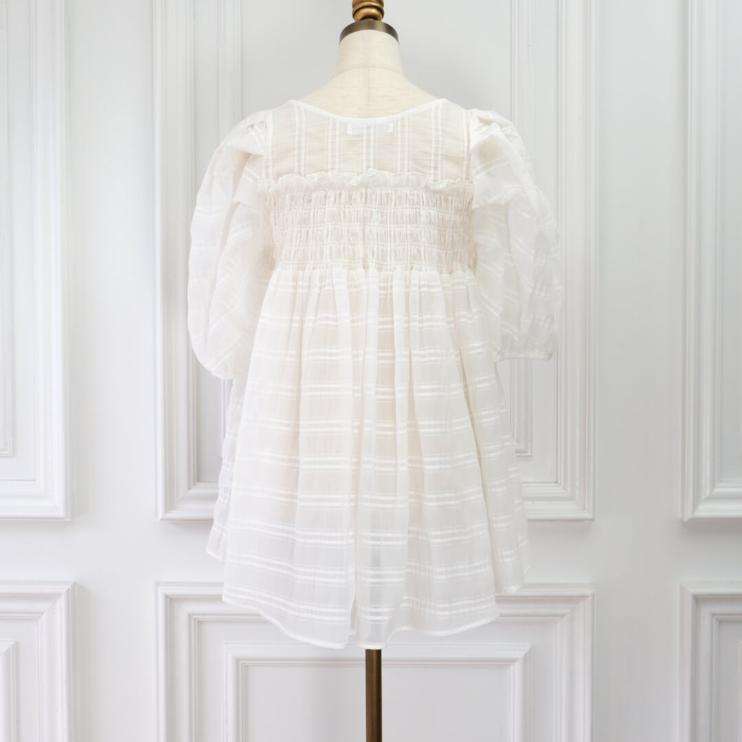 レディース UNMINOU ミニフリルシャーリングブラウス(WHITE)