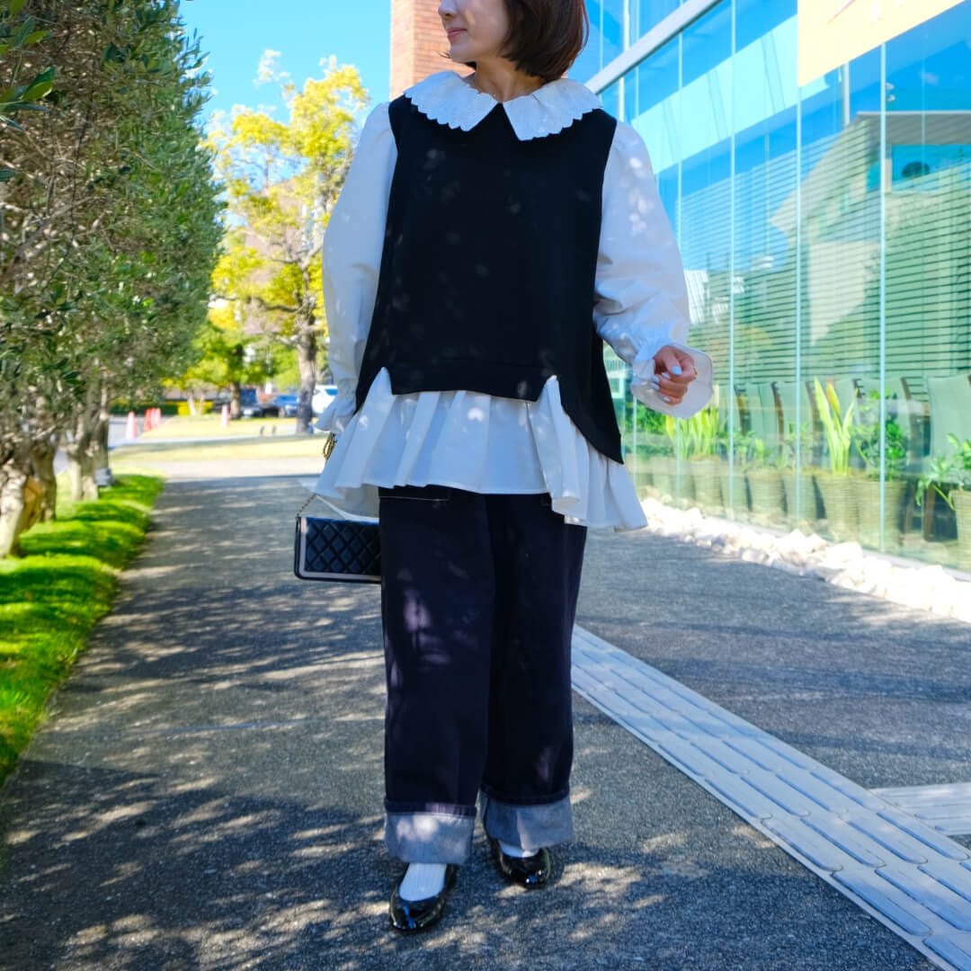 アンミヌ　フルールカラードッキングトップス　ブラック フルールカラードッキングトップス(BLACK) | すべての商品 | UN MINOU