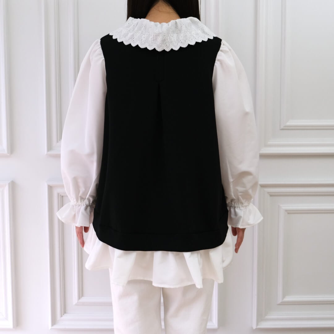 アンミヌ　フルールカラードッキングトップス　ブラック フルールカラードッキングトップス(BLACK) | すべての商品 | UN MINOU