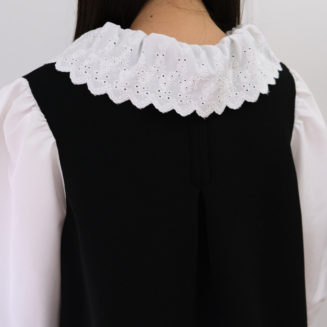 アンミヌ フルールカラードッキングトップス ブラック フルールカラー