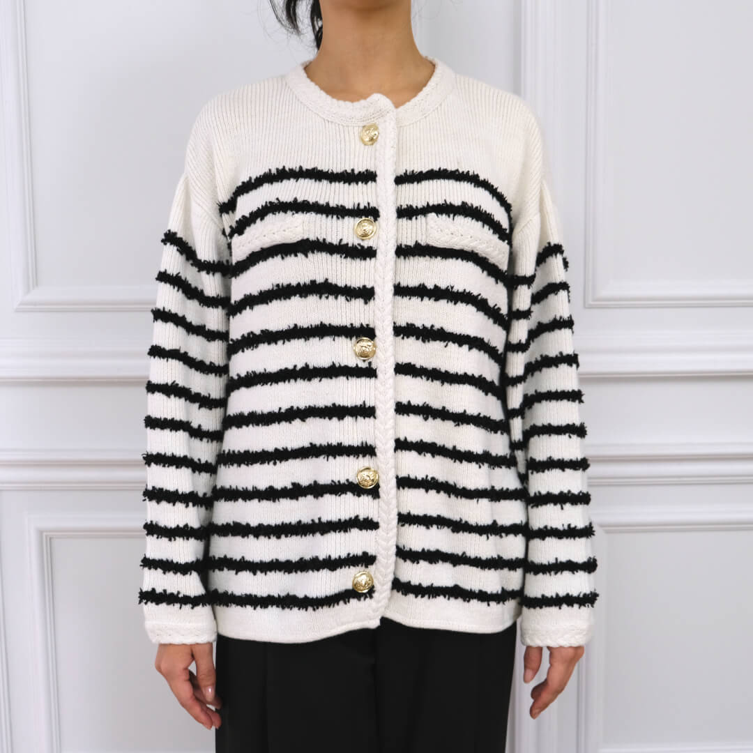 ボーダーニットカーディガン(WHITE) | すべての商品 | UN MINOU 