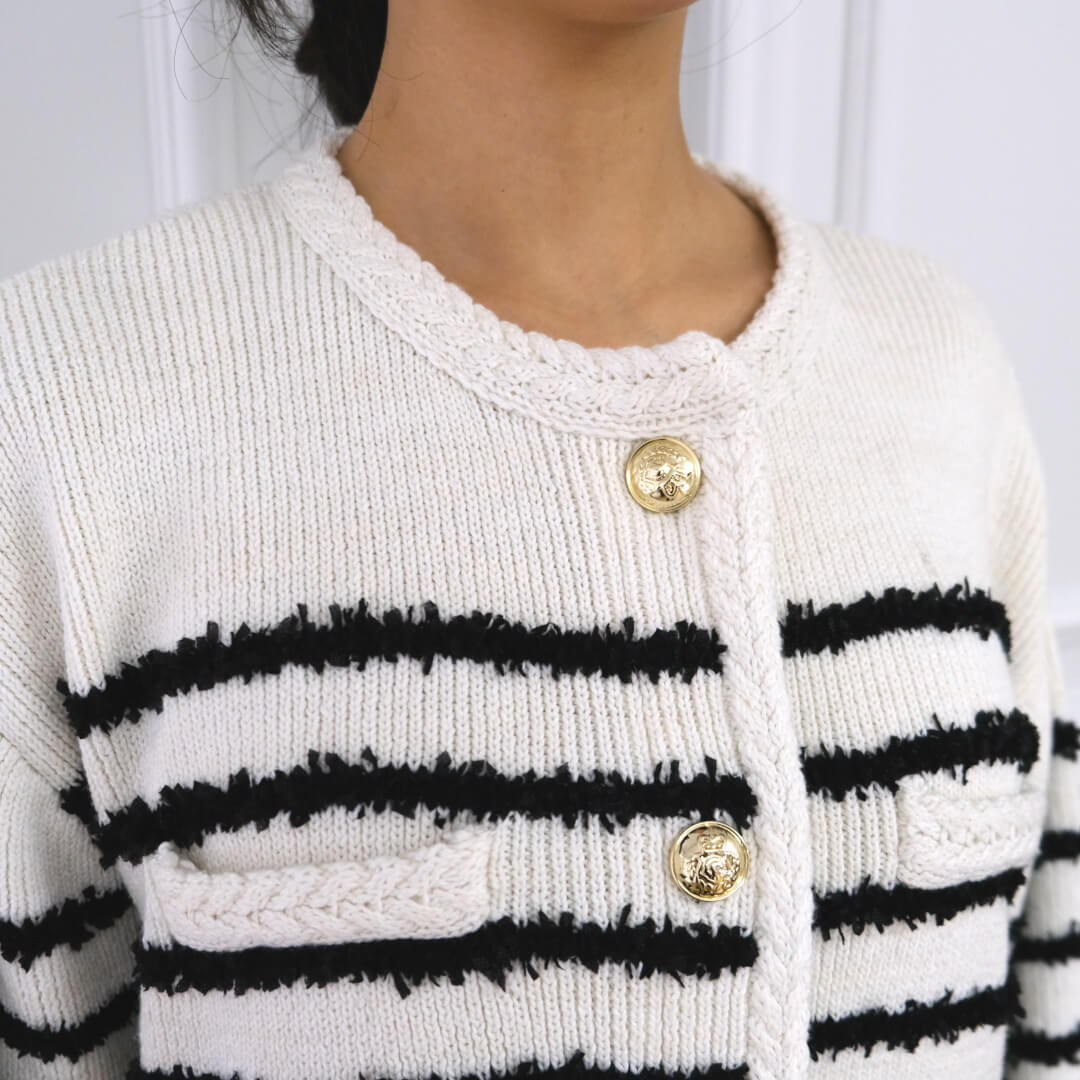 ボーダーニットカーディガン(WHITE) | すべての商品 | UN MINOU 