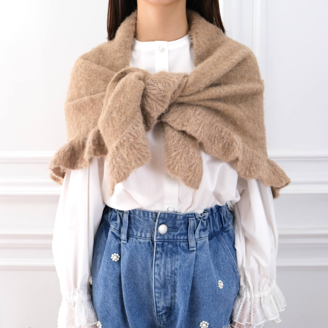 Frill Triangle Muffler(BROWN)