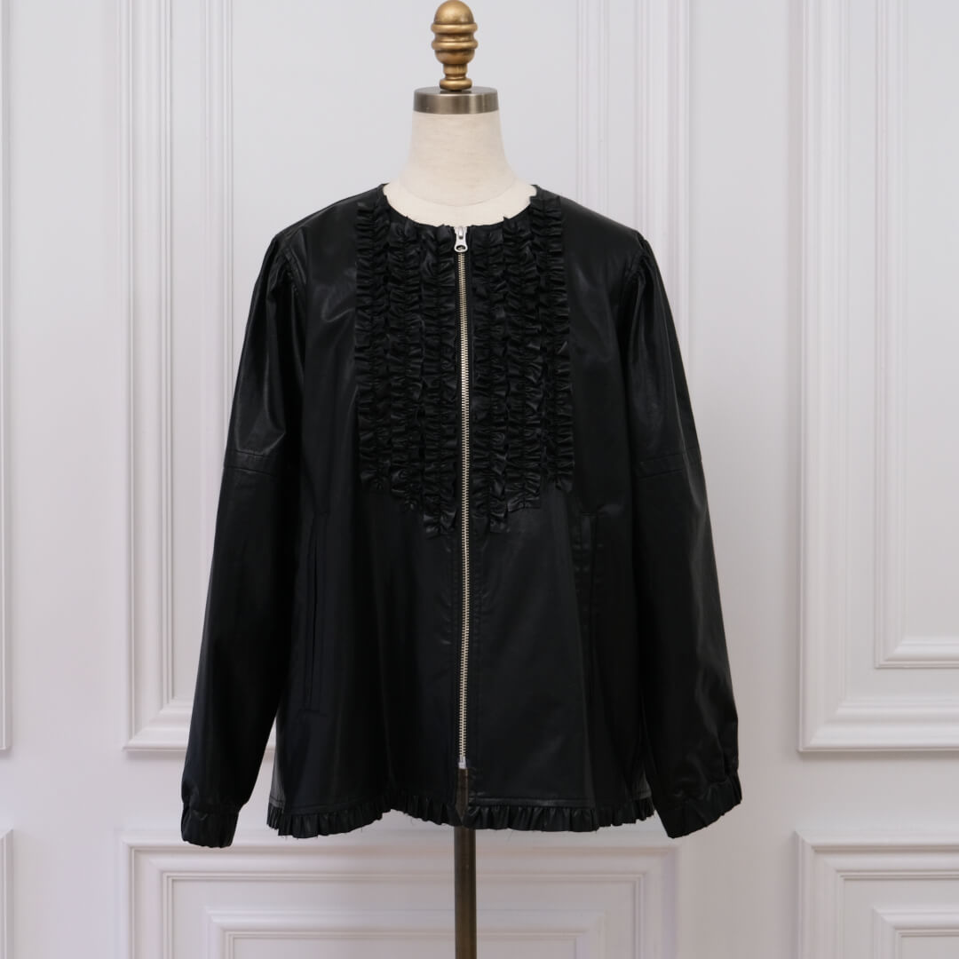 モードフリルエコレザージャケット(BLACK) | 新着商品 | UN MINOU