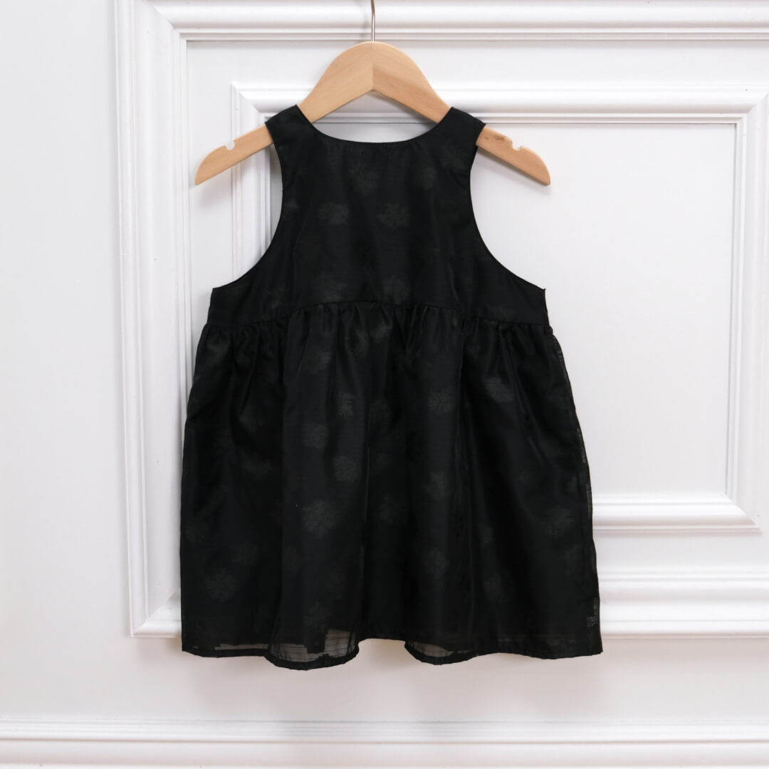 Sheer Flower Jumper Dress / BABY(BLACK) 