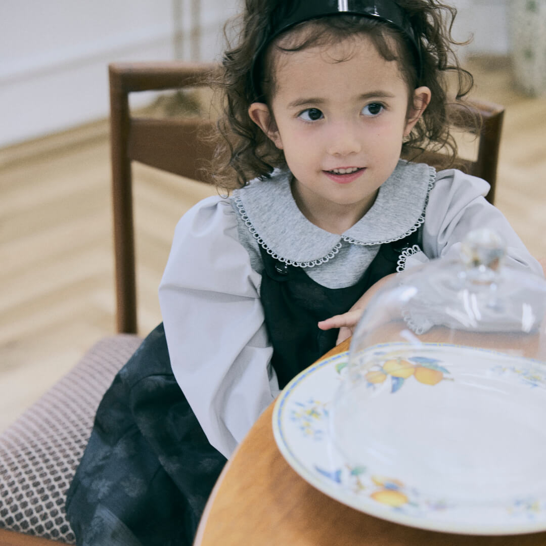 Picot Collar Docking Tops / BABY(GRAY)